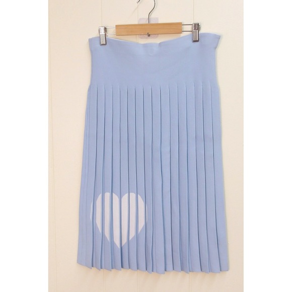 Aleeza Paris Pleated Skirt Light Blue White Heart Knitcore Sz 18T/M #9133 - Picture 1 of 5